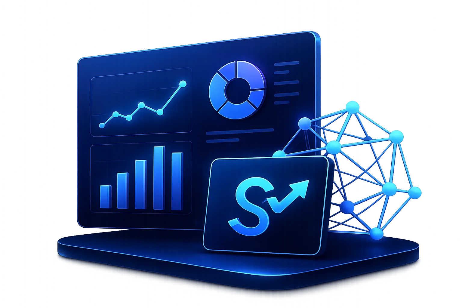Panel de datos de Synaptiq con red de análisis
